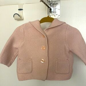 Baby Gap Knit Hooded Cardigan Sweater 0-3M